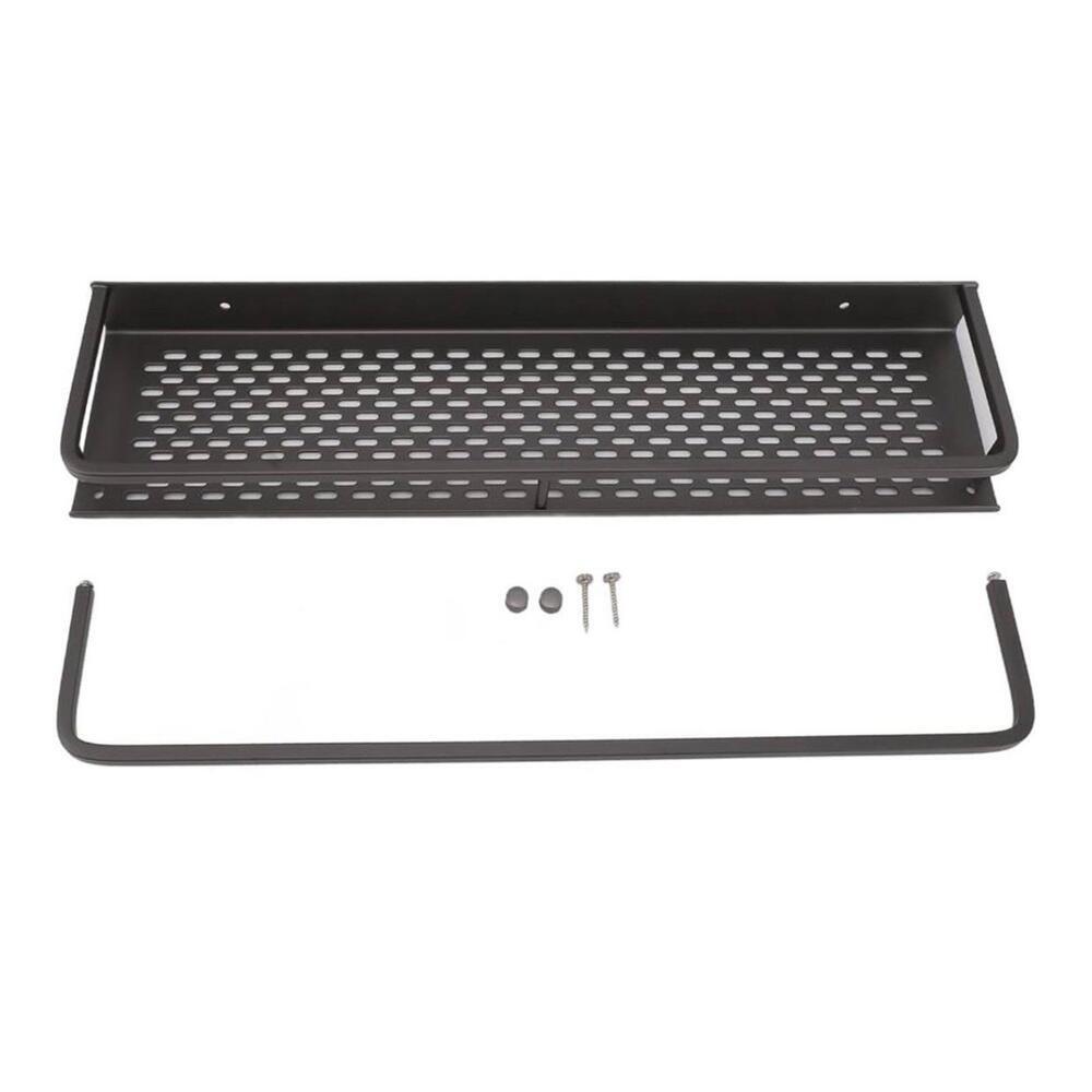 Wall-Mount Grey Bathroom Shower Caddy Kitchen Organizer with Towel Rack - Picture 3 of 8